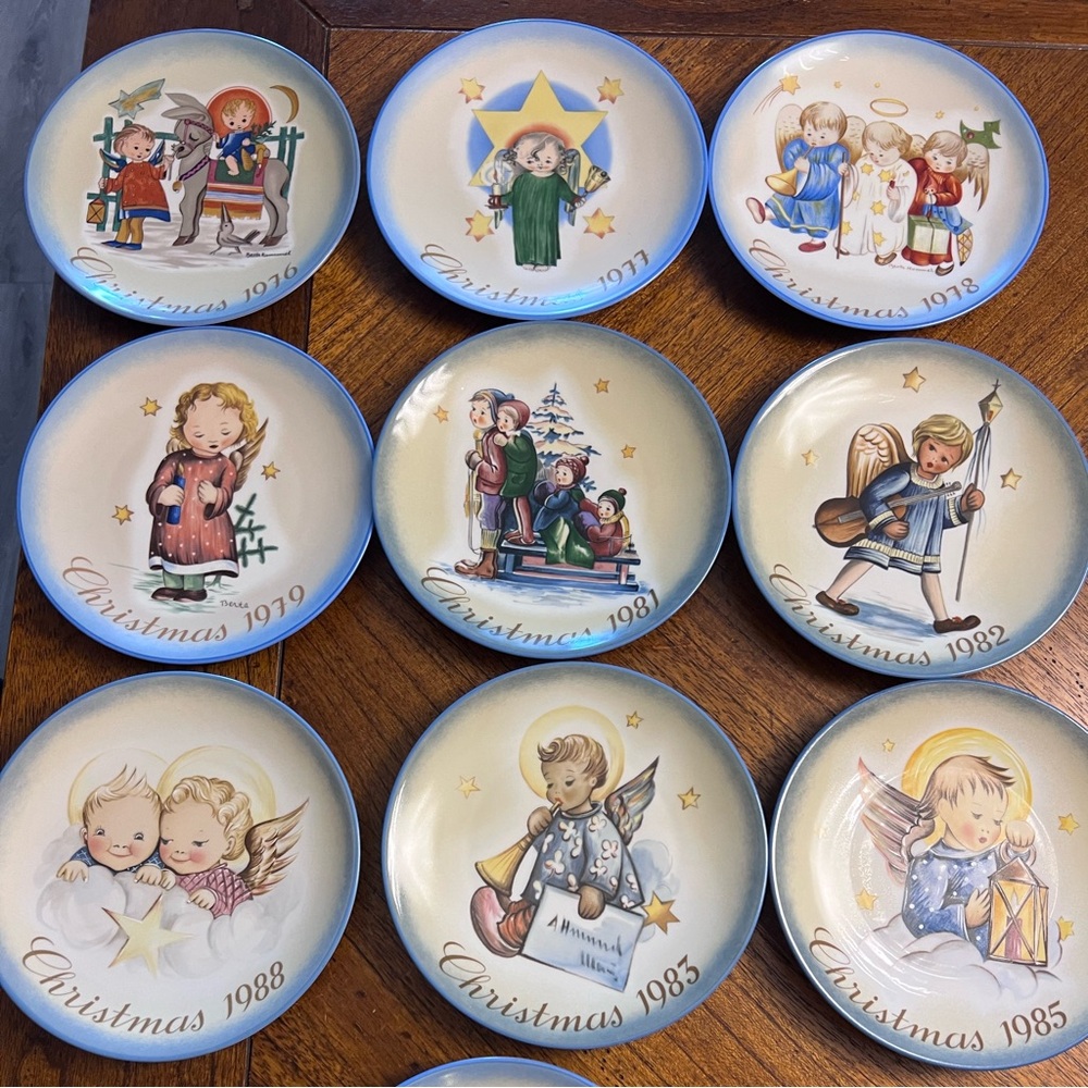 Schmid Berta Hummel 9 Christmas Plates between the years 1976-1985
